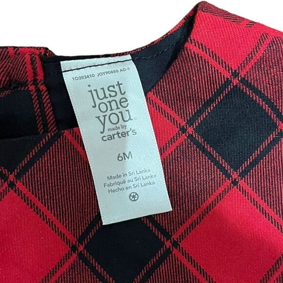 Carter’s Red And Black Plaid Short Sleeve Dress, Size 6M, NWT - Picture 4 of 6